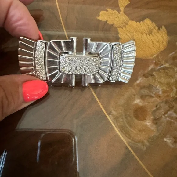 Judith Leiber crystal Swarovski metalic bow pin brooch. New - Picture 3 of 16